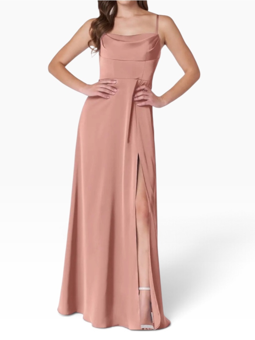 Azazie Clove Stretch Satin Bridesmaid Dress—English Rose